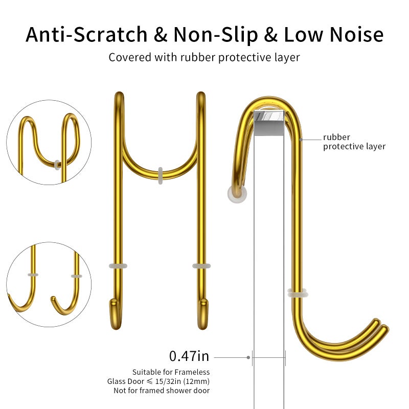 SSTOOHL Shower Squeegee and Window Squeegee  Stainless Steel  100% Streak-Free  Cleaner for Bathroom Showers Glass Doors  Home Mirrors  Car Windows Wiper  Adhesive Holder  Shower Door Hook  10 Inch  Gold - Image 4